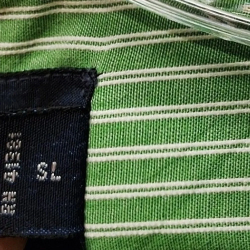 Ralph Lauren Yarmouth Mens 17.5 Green Striped 36/37 Button Down Shirt Preppy